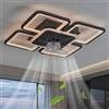 Dfiacn Lampadario Ventilatore Quadrato con Telecomando App Ventilatore da Soffitto con Luce Silenzioso 6 Velocità Reversibile Plafoniera Ventilatore 60W Dimmerabile per Soggiorno, Nero