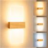 CHEVVY 12W Applique Parete Interno LED Acrilico,Aplique Interni Legno,Tre colori | 6500K,4500K,3000K Commutabile,Applique Camera da Letto,LED da Muro Moderne per Soggiorno,Corridoio(Color Legno Chiaro)