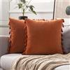 BREASOME Federe Cuscini Divano 45x45 cm, Set di 2 Copricuscini Arancioni con Frange Stile Minimalista Nordico Fodere per Cuscini Decorativi Quadrata in Poliestere per Divano Camera da Letto Soggiorno