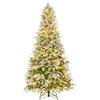 COSTWAY Albero Natale con Luci Incorporate 190/225 cm | Albero Natale Innevato, Luci LED Bianche Calde, Rami Densi, Pigne e Base di Metallo, da Casa, Negozio e Ristorante