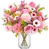 Vexaflow 4 Mazzi Fiori Artificiali, Bouquet di Fiori Finti in Seta con Steli Flessibili per Matrimonio, Centrotavola, Soggiorno, Ufficio, Casa e Feste, Rosa e Lilla, 32 cm