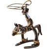 Generic Statua di cowboy realizzata a mano in ferro, stile rustico occidentale | Cavallo in metallo con corda cowboy per libreria, scrivania, ufficio, soggiorno, regalo