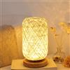 GUANSHAN Lampada da tavolo in corda di canapa intrecciata, illuminazione da tavolo decorativa rustica, lampada da comodino per camera da letto, soggiorno, bar, beige