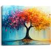 PIY PAINTING Stampa Su Tela Di Piante, Pittura Artistica Murale Con Albero, Quadri Su Tela Colorati, Immagini Su Tela Per Soggiorno Studio Di Yoga Salone Dormitorio Cucina, Cornice Integrata, 30x40 cm