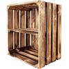 Creative Deco Scatola in Legno Fiammato con Ripiano, 50 x 40 x 30 cm | In legno fiammato, stile vintage, con ripiano, per regali e piccoli oggetti, adatta a decorazioni fai da te