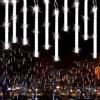 ODEETRONIC Luci Della Pioggia di Meteore Esterno, 240 LED 30cm 10 Tubi Natale Meteore Luce Impermeabile Doccia Pioggia Luci Stringa per Albero Natale Balcone Giardino Festa Interno, Bianco Freddo