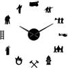 Generico Vigili del fuoco Orologio da Parete Adesivo Moderno Senza Cornice Fai Da Te Design 3D Grandi Dimensioni per Soggiorno, Camera, Ufficio, Facile Installazione (nero,70CM)