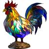 DMAIS Luce per pollo in vetro colorato, Lampada in resina di vetro colorato con gallo, Lampada per scultura di pollo, Lampada da tavolo a forma di pollo in vetro colorato, Lampade da tavolo vintage con gall
