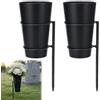 Wapasezyar Vaso da cimitero in metallo per fiori, 2 vasi per tomba con picchetto | Picchetto stabile per tomba, prato, cortile, funerale all'aperto