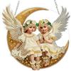 MOTGOM 5D Diamond Painting Pendente Kit Luna e Angelo, 5D Pittura Diamante Kit Acchiappaluce, Diamond Painting Artigianale Per la Decorazione della Parete di Casa
