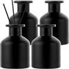 LOLYSIC Set di 4 flaconi con diffusore di vetro nero, 150 ml, bottiglie di vetro opache, olio essenziale, bottiglia profumata per ambienti, bottiglia di aroma ricaricabile, contenitore per oli