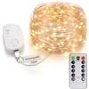 leegoal Luci ricaricabili con telecomando, 5 m/50 LED scintillanti (2 pezzi | Batteria rimovibile di tipo C, a lunga durata, alimentata a batteria, luci a filo Firefly per camera da letto, feste