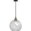 DONHEK Lampada a sospensione sferica industriale vintage, paralume in vetro colorato da 20 cm a forma di onda d'acqua, lampada a sospensione retrò loft E27 con finitura marrone (blu) (colore: trasparente)
