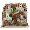 Moranduzzo Paesaggio per Presepe con Casette Rustiche - Ambientazione Artigianale in Sughero e Muschio, 20x14x18 cm - Realizzato a Mano, Prodotto Ufficiale Made in Italy