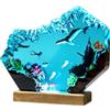 Viridux Luce notturna balena Resine 20 x 13 cm Legno Ocean Decor | Resina epossidica, base in legno, LED colore, scena ocean balena, decorazione camera, regalo