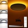 Matane Plafoniera LED nera con telecomando, 18W Ø22cm, luce notte 5W e bianca calda regolabile 3000K-6500K. Pannello piatto rotondo per camera, bambini, corridoio