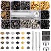DEPAR Set di 154 bottoni automatici in rame, in metallo e bronzo, con kit di attrezzi di fissaggio, per giacche, portafogli, borse e vestiti