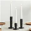 Sziqiqi Portacandele in Ghisa Nero Candelabro: Supporto per Candela Ferro Battuto Set di 3 per Decorazione Tavolo - Portacandele Affusolate Martellato per Soggiorno Caminetto Sala da Pranzo Tavolino