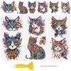 WANDIC 3 Fogli Adesivi UV DTF Cup Warp on Transfer Stickers, Colorati Tema Gatto, Decalcomanie Impermeabili 3D per Fai da Te Bottiglie d'Acqua in Vetro, mobili, Artigianato, 15 x 30 cm