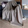 LINEN & COTTON Plaid, Copriletto, Coperta STONEWOLD - Marrone, 140x200 cm | 100% Lana Merinos, Design a spina di pesce, Adatto per letto e divano, Singolo / Matrimoniale, Classico e Senza Tempo