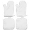 HUTSRAI Set di guanti da forno vergini a sublimazione, guanti e sottopentola vergini per sublimazione per accessori da cucina fai da te, 4 pezzi