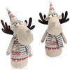 com-four® 2x Alce Decorativo, Renna Invernale come Decorazione Svedese | Pupazzo in Tessuto per Natale - Simpatico Soprammobile o Regalo