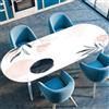 Highdi 3D Tovaglia Ovale con Bordo Elastico, Copritavolo Ovale con Antiscivolo Elastico Tovaglie Antimacchia e Impermeabile per Caffè Pranzo Giardino Esterno (Fiori Chic 1,91x152cm)