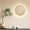 JOJOM Applique a muro Wabi‑Sabi in travertino giallo lampada da muro circolare retroilluminata in pietra lampada LED d'atmosfera decorativa retrò per camera da letto soggiorno corridoio ingresso(A20)
