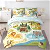 Homemissing Zoo Piumino Letto con lenzuola 7 pezzi 200x200cm Animale selvatico Letto Trapuntato Leoni traspiranti Elefanti Koala Orsi Decorazione della camera da letto della fauna selvatica