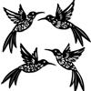 YIYA Set di 4 Decorazioni Murali in Metallo Colibrì Sculture Boho Intagliate, Decorazione Uccello Rustica per Interno Esterno Soggiorno Camera Terrazzo Giardino (Nero)