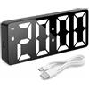 Bgfaquri Sveglia Digitale, Orologio Digitale, Sveglia LED, Grande Schermo 6,5 pollici, Luminosità Regolabile 3 Livelli, Snooze, Controllo Vocale, Formato 12 24H, Doppia Alimentazione