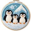 Generic Kit di aghi da punzonatura per principianti, ricamo fai da te con tessuto, cerchi, filati e aghi da cucito, per adulti e bambini, regalo per festival e decorazione per la casa, 20 x 20 cm (pinguino)