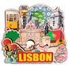 Quwsne Calamita da frigorifero Lisbona Portogallo magnete da frigorifero souvenir da viaggio in città regali turistici 3D classici punti di riferimento artigianali fatti a mano decorazione della casa