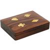 Ajuny Scatola Portacarte in Legno con 2 Mazzi Intarsio Ottone Doppio Deck | Custodia Artigianale per Carte da Gioco Doppio Scomparto 2 Mazzi Inclusi Organizer Decorativo per Casa Viaggio e Regalo