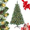 UISEBRT Albero di Natale artificiale con illuminazione a LED, neve e pigne, 120 cm | 120 luci, materiale PVC, resistente alle intemperie, ideale per decorazioni natalizie, stabile base in metallo per uso