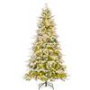 COSTWAY Albero Natale con Luci Incorporate 190/225 cm | Albero Natale Innevato, Luci LED Bianche Calde, Rami Densi, Pigne e Base di Metallo, da Casa, Negozio e Ristorante