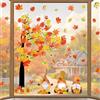 Manlyee Adesivi per finestre autunnali del Ringraziamento, adesivi decorativi per finestre, 6 fogli di foglie d'acero, albero gnomo, zucca, adesivi statici per aule, casa, ufficio, vetro, forniture