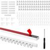 Gusmigus 5,6m Binario Tenda Soffitto Autoadesivo, Guida per Tende Senza Foratura | 14×40cm Binario Adesivo per Tende a Soffitto con 62 Rulli & Ganci, Tagliabile e Espandibile per Camera da Letto,Doccia,Camper