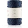 S SENSY Sensy, Cordoncino poliestere 5 mm, 91,4 m, 100% polipropilene, per macramè e borse all'uncinetto, filo all'uncinetto, regalo maglieria (blu navy)