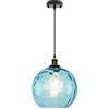 DONHEK Lampada a sospensione sferica vintage industriale, 20 cm, paralume in vetro colorato con increspatura, retrò loft bar E27, lampada a sospensione a soffitto in bronzo (blu) (colore: blu) Star of Light