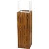 DECOKTIVO Colonna portacandela in legno e vetro, lanterna decorativa da pavimento, portacandela design per soggiorno, balcone e terrazza, finitura noce, altezza 100 cm