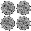 Generic Tovagliette ragnatela, Sottopiatti rotondi pizzo halloween gotico，4 | 30cm centrino nero in poliestere traforato per tavola da pranzo e salotto, Decorazione resistente al calore, Nero