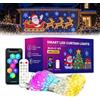 Generic Rete Luminosa A LED Natalizia E Tenda Luminosa Smart Da Parete Per (2M*2M) | Tenda Luminosa a LED Smart, Luci Natalizie Animate Con Telecomando a 32 Tasti E Controllo via App, 6 Modalità Dinamiche