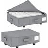 BUERPINKING Cassettiera sottoletto con 4 ruote, con supporto in metallo, grigio | 2 contenitori pieghevoli da 45 l, per riporre trapunte, vestiti, coperte