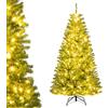 COSTWAY Albero di Natale Artificiale 180 cm Pre-illuminato con 700 Luci LED | Albero di Natale con 680 Rami, Telecomando, Timer e Guanti, Modalità e Luminosità Regolabili