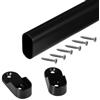 Generico Tubo appendiabito Ovale 1 METRO - NERO OPACO - Asta barra per guardaroba,armadio Nero Opaco - tubo ovale 15x30mm - Kit asta da 1mt + 2 laterali