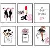 HoozGee Set di 6 stampe artistiche da parete rosa per decorazione della stanza, profumi di fiori rosa, rossetto, trucco, poster, decorazione 11 x 14 pollici, senza cornice