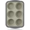 Alaoo Stampo per Muffin in Silicone, 6 buche, 26x17.1x4cm,Grigio Chiaro | Standard Teglia Muffin, Antiaderente, Adatto per Muffin, Cupcake, Brownies e Budini