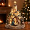 Generic Christmas Betlemme - Torre luminosa per presepe con illuminazione | Statuette della Sacra Famiglia, Luce Ambientale Morbida, Resina, Lanterna Stella LED, Regalo di Natale Religioso