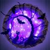 JOKILY Ghirlande per Porta a Pipistrello, Ghirlanda Di Halloween Illuminata Per Porta D'ingresso,Decorazione Halloween,30 cm LED Artificiale per Halloween Deco Luci Viola per Esterni Pareti Finestre Feste